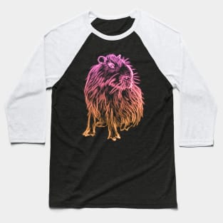 Pink and orange neon ombre capybara Baseball T-Shirt